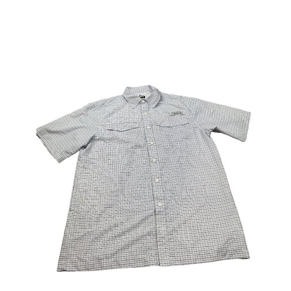 Habit Men's Medium Dockside Check Black-Colony Blue Short Sleeve Shirt - Picture 1 of 10